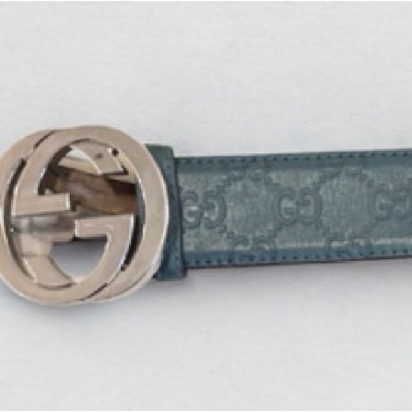 Gucci Light Blue and Silver Logo Belt - Picture 2 of 6